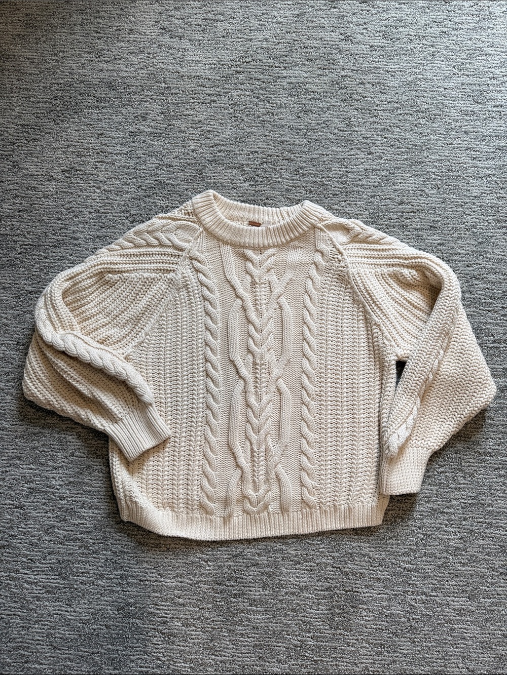 Free People Frankie Cable Knit Sweater in Ivory